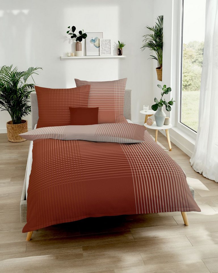 Kaeppel Bettwäsche MASTER 100% Baumwolle, Mako-Satin, 2 teilig, mit Karomuster, Markenreißverschluss – Bild 3 von 4