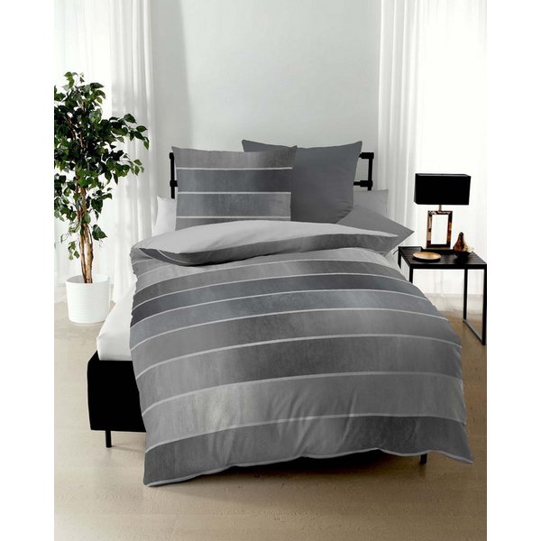 Kaeppel Wendebettwäsche TIMELESS 100% Baumwolle, Mako-Satin, 2 teilig, mit breiten Streifen, Wendeoptik, Markenreißverschluss