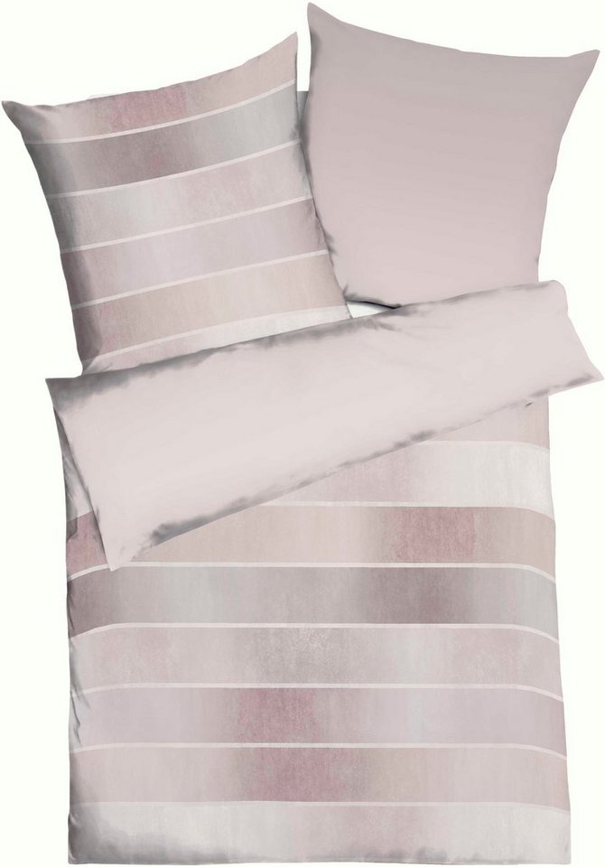Kaeppel Wendebettwäsche TIMELESS 100% Baumwolle, Mako-Satin, 2 teilig, mit breiten Streifen, Wendeoptik, Markenreißverschluss – Bild 2 von 3