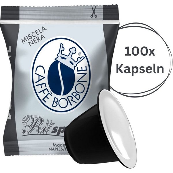 Caffè Borbone Kaffee Caffè Borbone Kaffee Kapseln Respresso, Schwarze Mischung - 100 stück, 1 x (Kompatibel mit Häuslichen Kaffeemaschinen Nespresso)