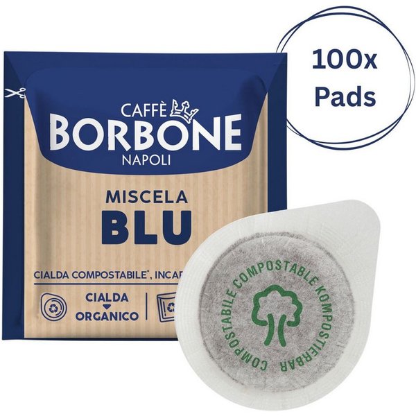 Caffè Borbone Kaffee Caffè Borbone Kompostierbare Kaffeepads, Blaue Kaffeemischung 100 Pads, 1 x 7.2 g, 100 St. (Kompatibel mit ESE System Papier Pads 44 mm)