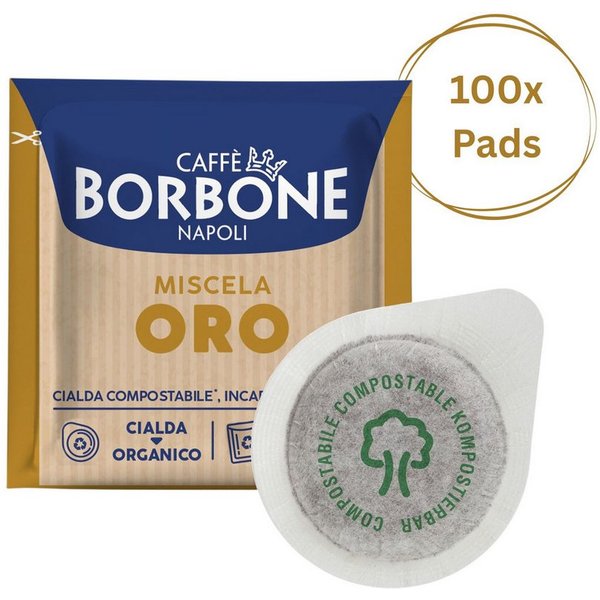Caffè Borbone Kaffee Caffè Borbone Kompostierbare Kaffeepads Oro Kaffeemischung - 100 Pads, 1 x (kompostierbare Pads 44mm ESE Maschine, goldene Mischung)