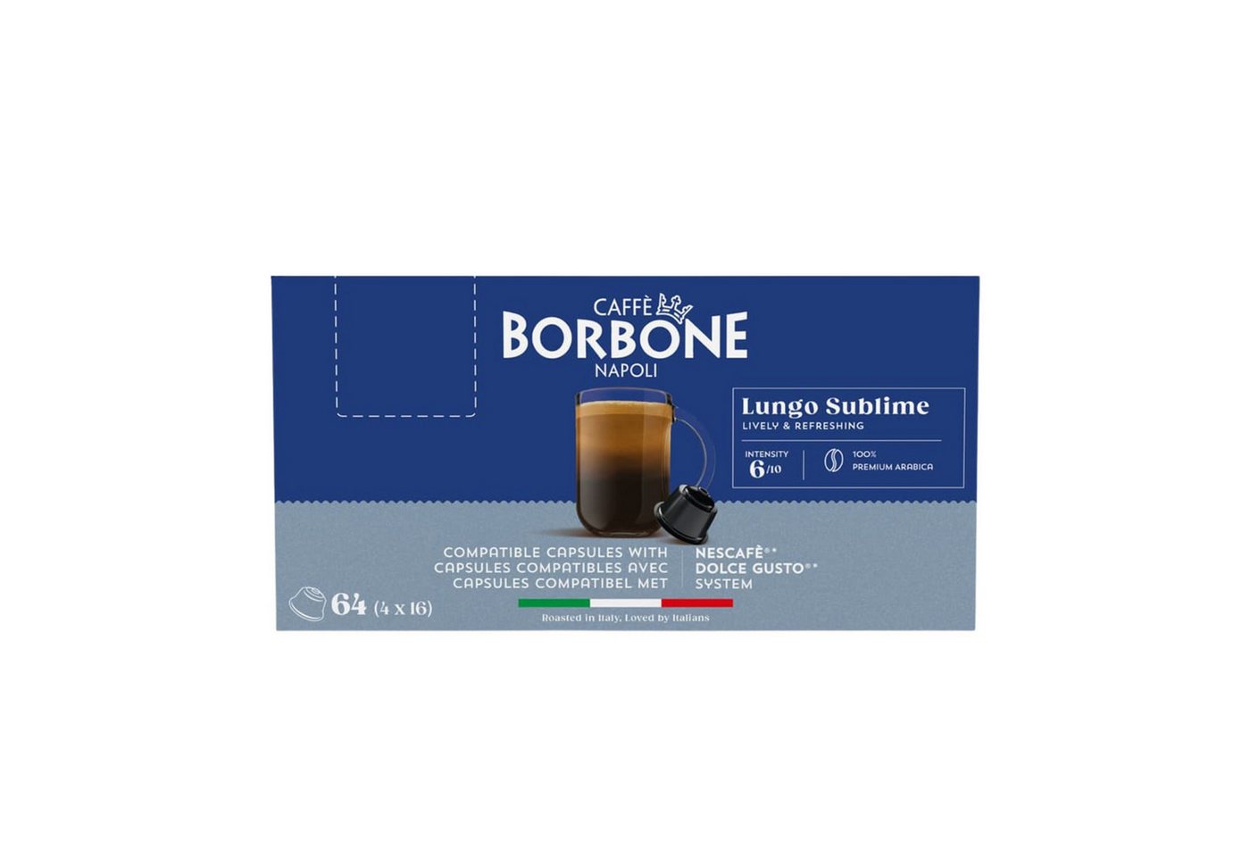 Caffè Borbone Kaffee Caffè Borbone Lungo Sublime - 64 Kaffeekapseln, 1 x 7 g, 64 St. (belebend und erfrischend, Kompatibel Kaffeemaschinen Marke Nescafè®* Dolce – Bild 4 von 5