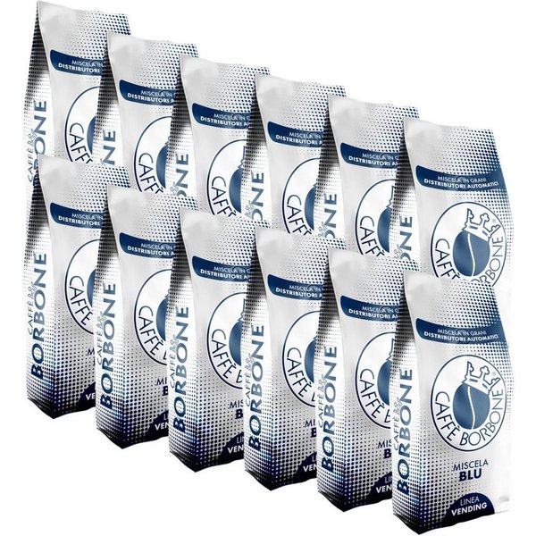 Caffè Borbone Kaffee Kaffee Caffè Borbone Miscela Blu 12x1 Kg Kaffeebohnen, 12 x 1000 g, (60 % Arabica und 40 % Robusta, 12x1000g Röstkaffee, neapolitanische Rö