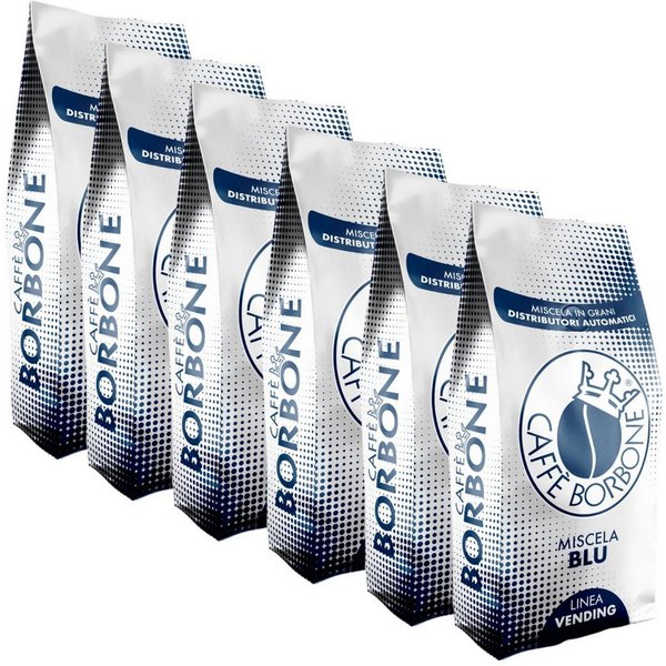 Caffè Borbone Kaffee Kaffee Caffè Borbone Miscela Blu 6x1 Kg Kaffeebohnen, 6 x 1000 g, (60 % Arabica und 40 % Robusta, 6x1000g Röstkaffee, neapolitanische Röstu