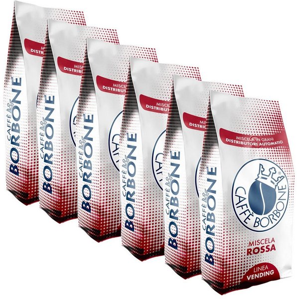 Caffè Borbone Kaffee Caffè Borbone Miscela Rossa 6x 1kg Kaffeebohnen, 6 x 1000 g, (100 % Robusta-Bohnen Ganze Kaffeebohnen, Sehr kräftig, intensiv, schokoladig 
