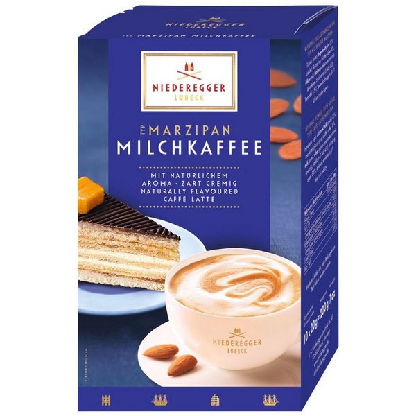 Niederegger Kaffeeersatz Niederegger Marzipan Milchkaffee, 10-Stick Portionsbeutel, 200 g