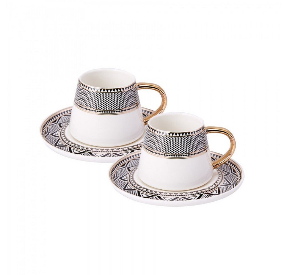 Karaca Kaffeeservice Karaca Globe 80 ml Kaffeetasse mit Untertasse Set 2 Personen, Schwarz – Bild 2 von 3