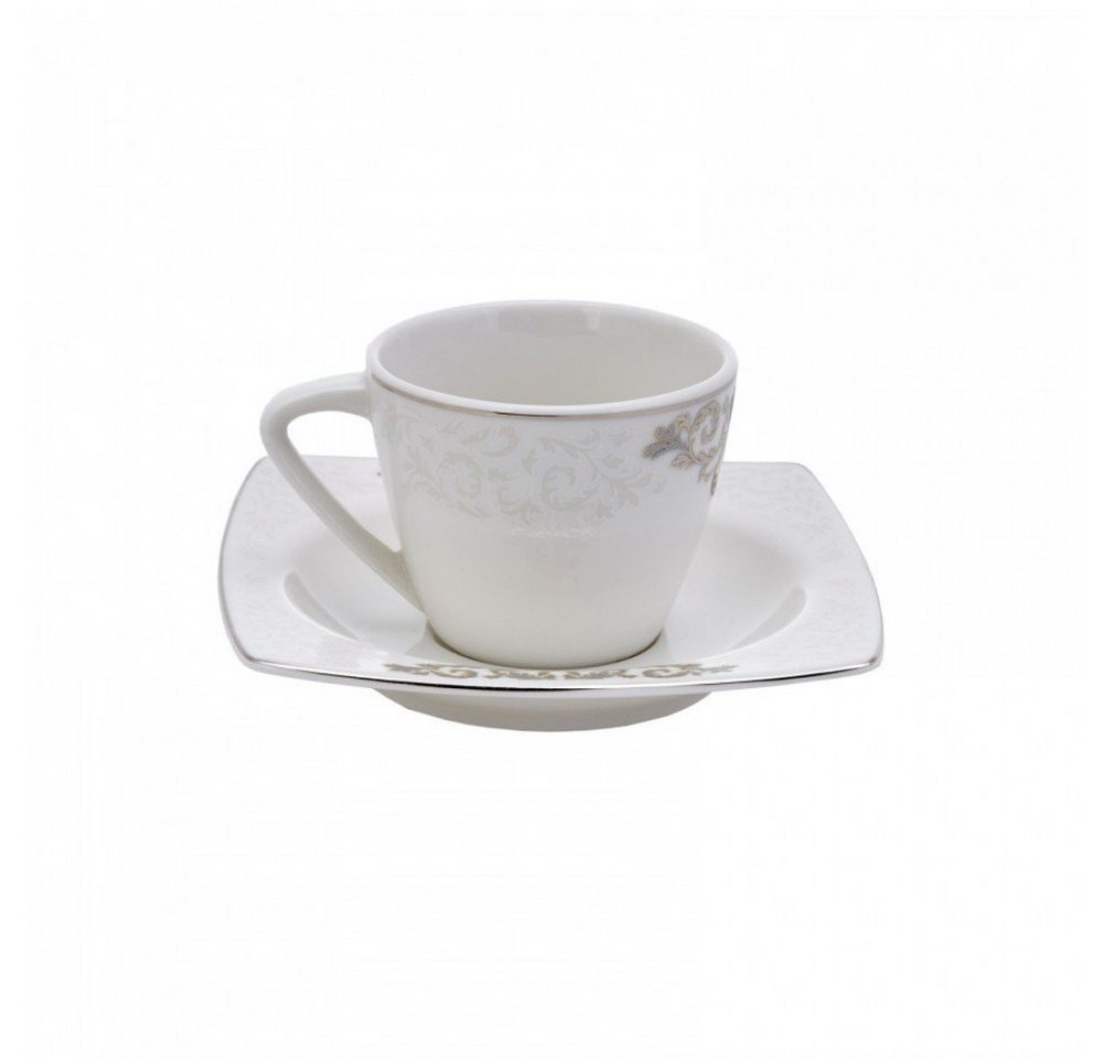 Karaca Kaffeeservice Karaca Nazende 80 ml Kaffeetasse mit Untertasse Set 6 Personen, Weiß – Bild 2 von 5