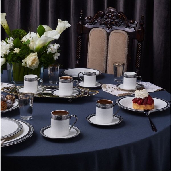 Karaca Kaffeeservice Karaca Royal Bone Kate 90ml Kaffeettase mit Untertasse für 6 Personen