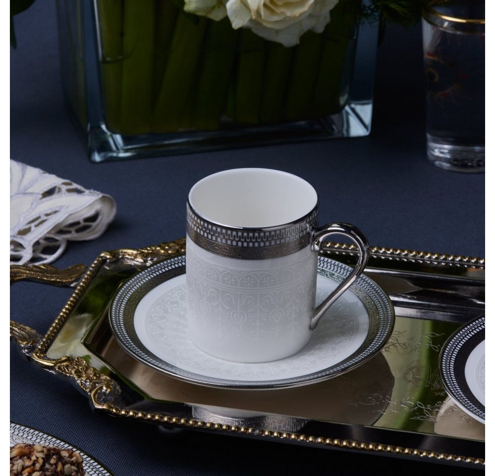 Karaca Kaffeeservice Karaca Royal Bone Kate 90ml Kaffeettase mit Untertasse für 6 Personen – Bild 4 von 5