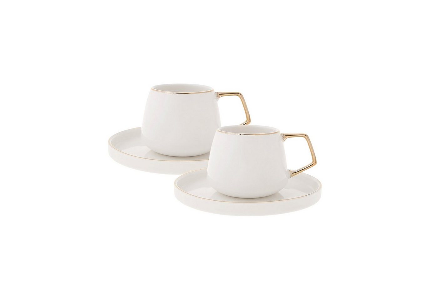 Karaca Kaffeeservice Karaca Saturn Kaffeeservice 100 ml Kaffeetassen-Set, 2 Personen, Gold, Porzellan – Bild 2 von 2