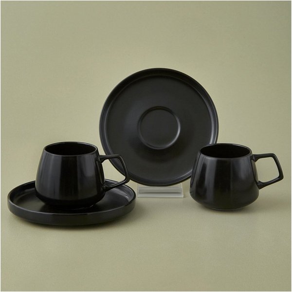 Karaca Kaffeeservice Karaca Streamline Saturn Kaffeetassen-Set 4-teilig, 2 Personen, 2 Personen