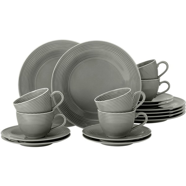Seltmann Weiden Kaffeeservice Seltmann Weiden Beat Perlgrau Kaffeeservice 18-tlg., 6 Personen, Porzellan