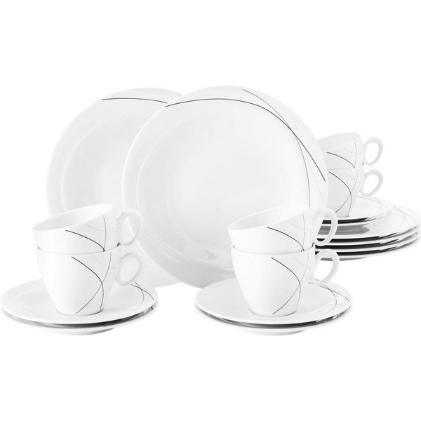 Seltmann Weiden Kaffeeservice Seltmann Weiden Trio Highline Kaffeeservice 18-teilig, 6 Personen, Porzellan