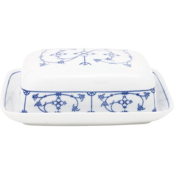 KAHLA Butterdose eckig, Blau Saks, Porzellan, (2-tlg), von Hand dekoriert