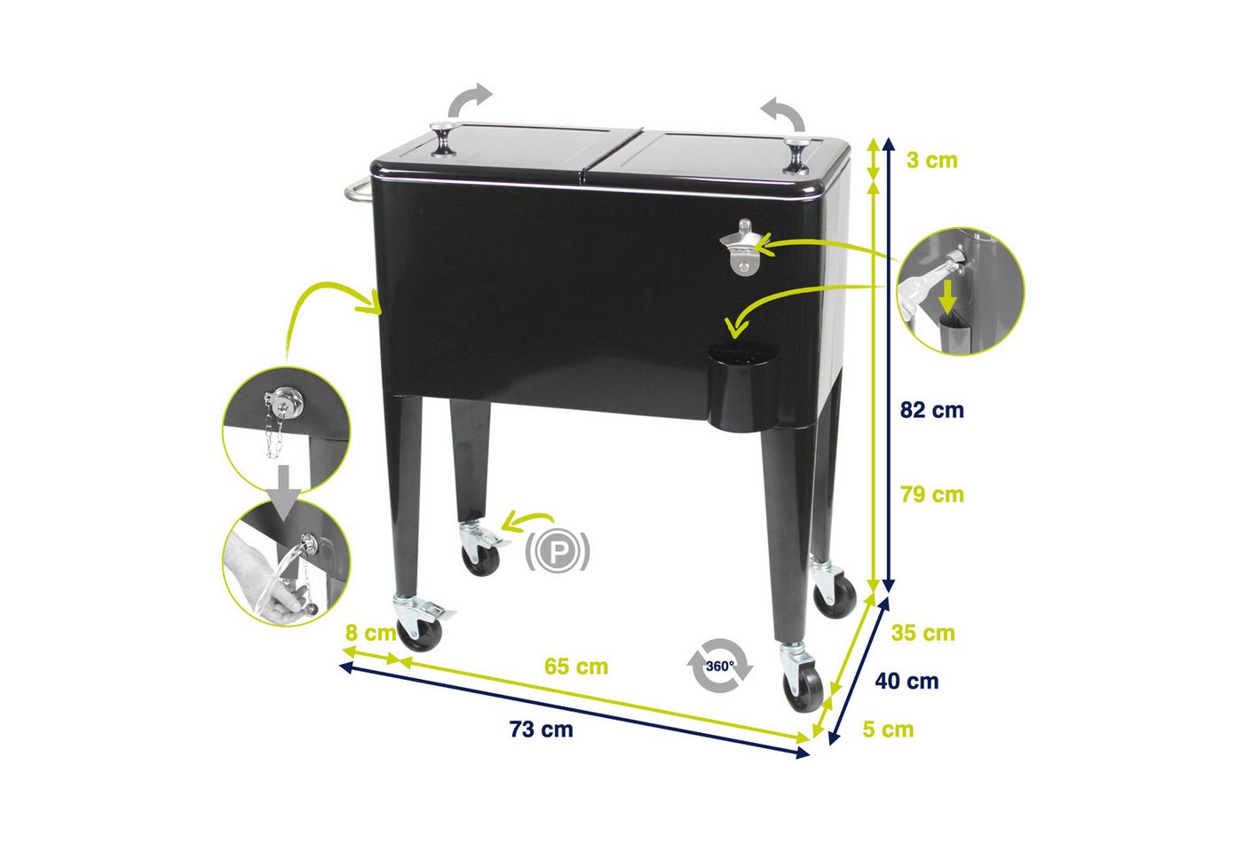 Kailua Cooler Trolley-Kühlbox Kühlbox, Kühlwagen, Getränkekühler – Bild 5 von 5