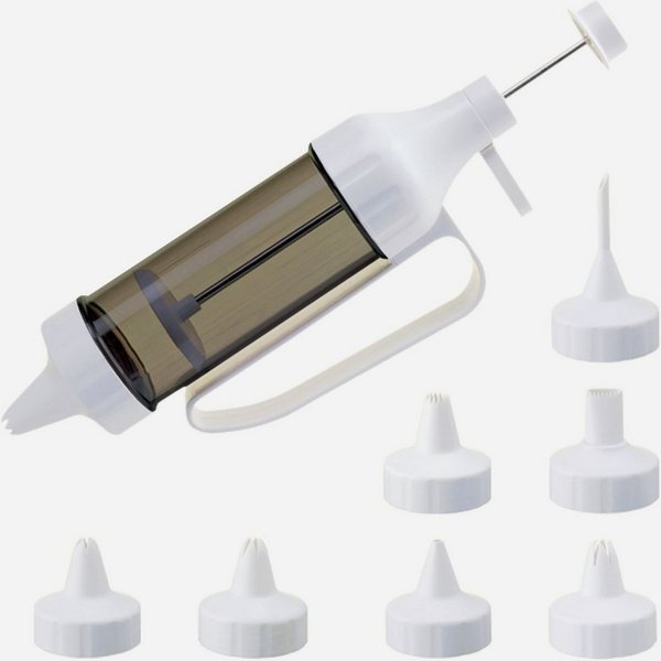 Kaiser Backformen Gebäckpresse Inspiration, (Set, 8-tlg), Garnierspritze, transparenter Behälter, 7 Spritztüllen