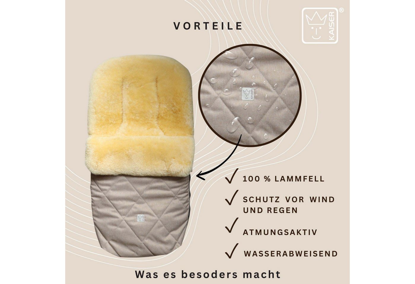 Kaiser Fußsack Coosy Lammfell Kinderwagen Fußsack – Bild 5 von 5