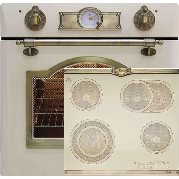 Kaiser Küchengeräte Backofen-Set Herd Set Autark Elektro Backofen, Selbstreinigung, Drehspieß, 8 Funktionen, Glaskeramik Kochfeld 60 cm EH 6355 ElfEm+KCT 6185 E