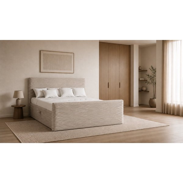 Kaiser Möbel Boxspringbett Trento mit Bettkasten, Topper und Bonellmatratze, VELO Stoff (Komplett-Set (Bettgestell, Matratze, Topper), mit Topper mit Bettkasten