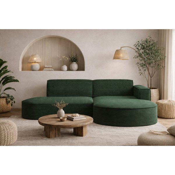 Kaiser Möbel Ecksofa Designer MODENA STUDIO L stoff Cord, Ecksofa, Cord Sofa, L-Form, Links/Rechts wählbar