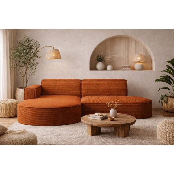 Kaiser Möbel Ecksofa Designer MODENA STUDIO L stoff Cord, Ecksofa, Cord Sofa, L-Form, Links/Rechts wählbar