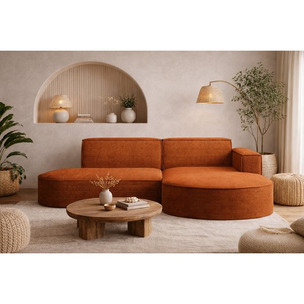 Kaiser Möbel Ecksofa Designer MODENA STUDIO L stoff Cord, Ecksofa, Cord Sofa, L-Form, Links/Rechts wählbar