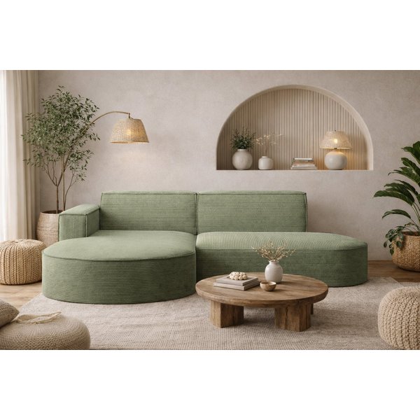 Kaiser Möbel Ecksofa Designer MODENA STUDIO L stoff Cord, Ecksofa, Cord Sofa, L-Form, Links/Rechts wählbar