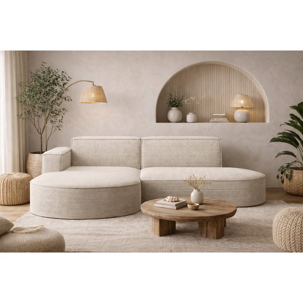 Kaiser Möbel Ecksofa Designer MODENA STUDIO L stoff Cord, Ecksofa, Cord Sofa, L-Form, Links/Rechts wählbar