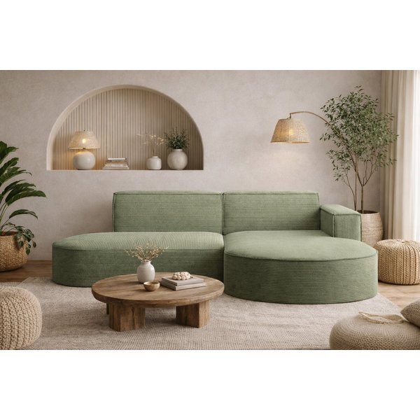 Kaiser Möbel Ecksofa Designer MODENA STUDIO L stoff Cord, Ecksofa, Cord Sofa, L-Form, Links/Rechts wählbar