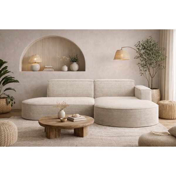 Kaiser Möbel Ecksofa Designer MODENA STUDIO L stoff Cord, Ecksofa, Cord Sofa, L-Form, Links/Rechts wählbar