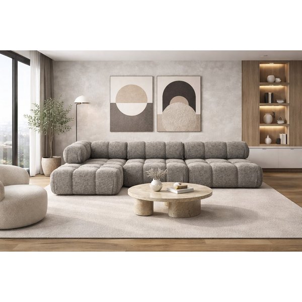 Kaiser Möbel Ecksofa L-form, Wohnlandschaft für Wohnzimmer, Bouclé-Stoff Abriamo, Selia, Ecksofa, Modernes L-Design,Weiche, abgerundete Formen,Trendiger Bouclé-
