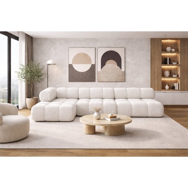 Kaiser Möbel Ecksofa L-form, Wohnlandschaft für Wohnzimmer, Bouclé-Stoff Abriamo, Selia, Ecksofa, Modernes L-Design,Weiche, abgerundete Formen,Trendiger Bouclé-