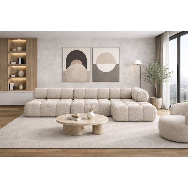 Kaiser Möbel Ecksofa L-form, Wohnlandschaft für Wohnzimmer, Bouclé-Stoff Abriamo, Selia, Ecksofa, Modernes L-Design,Weiche, abgerundete Formen,Trendiger Bouclé-