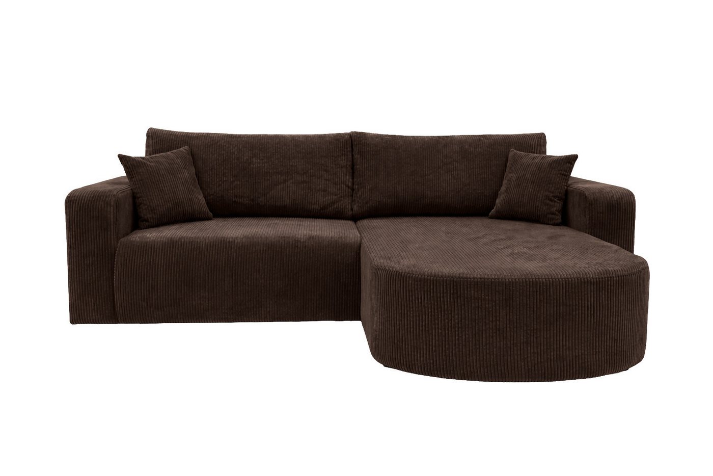 Kaiser Möbel Ecksofa mit Schlaffunktion für Wohnzimmer, Cordstoff Poso, ROUND ONE, abgerundete Form, Liegefunktion, Stauraum, modernes Design – Bild 2 von 5