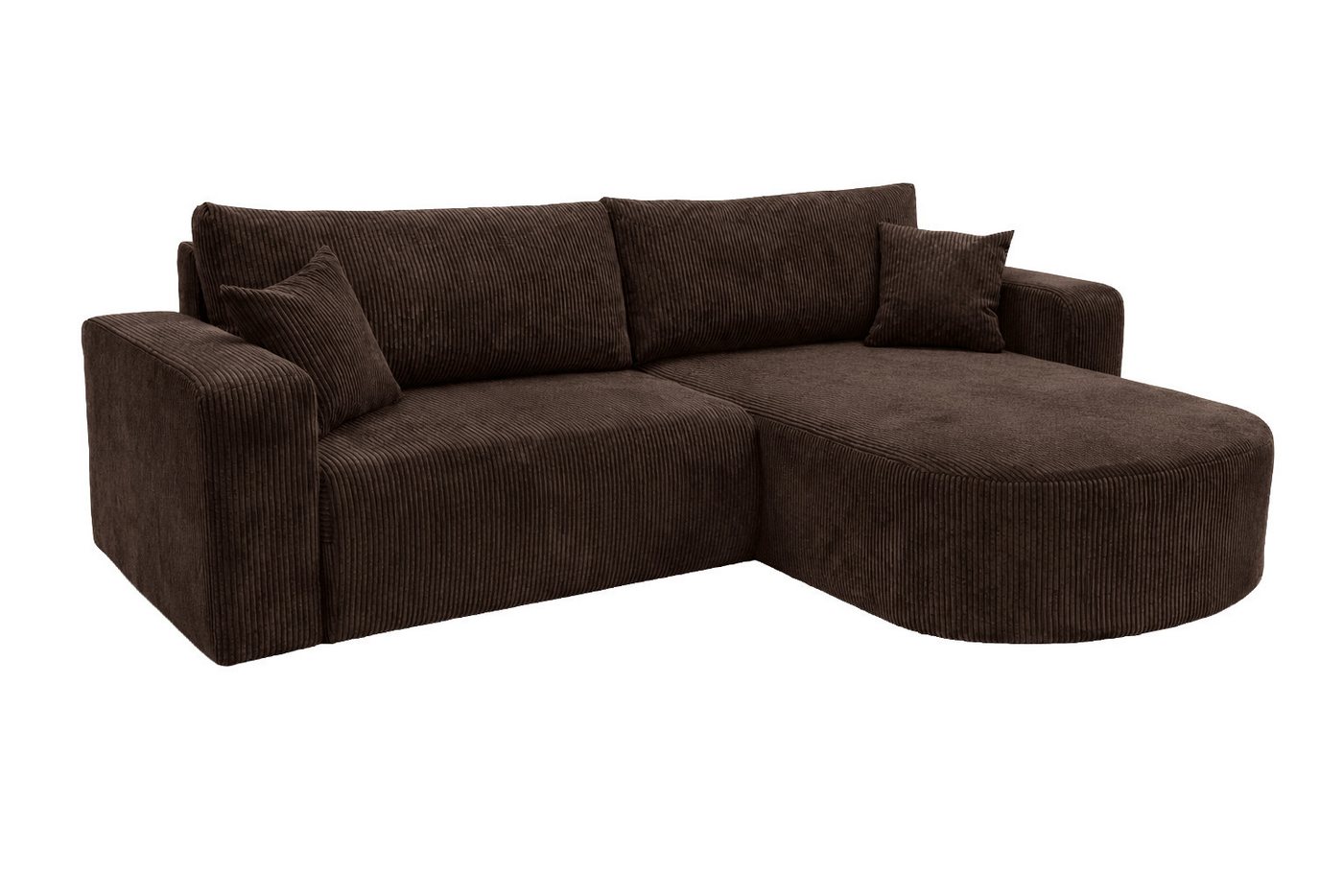 Kaiser Möbel Ecksofa mit Schlaffunktion für Wohnzimmer, Cordstoff Poso, ROUND ONE, abgerundete Form, Liegefunktion, Stauraum, modernes Design – Bild 3 von 5