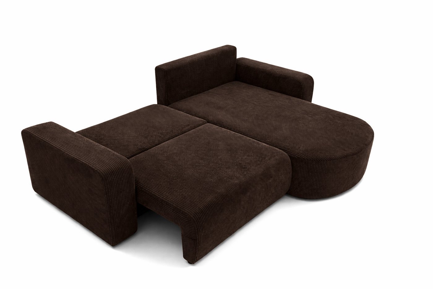 Kaiser Möbel Ecksofa mit Schlaffunktion für Wohnzimmer, Cordstoff Poso, ROUND ONE, abgerundete Form, Liegefunktion, Stauraum, modernes Design – Bild 5 von 5