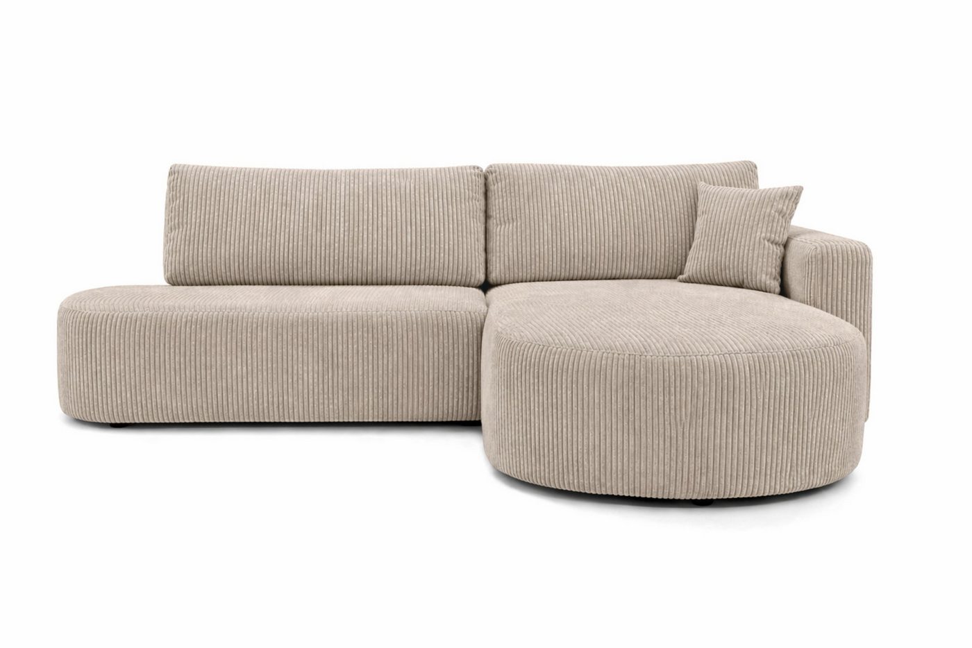 Kaiser Möbel Ecksofa mit Schlaffunktion und Bettkasten, Cordstoff POSO, ROUND ONE OPEN XL, Abgerundete Form, Große Liegefläche, Cordstoff mit markanter Struktur – Bild 2 von 5