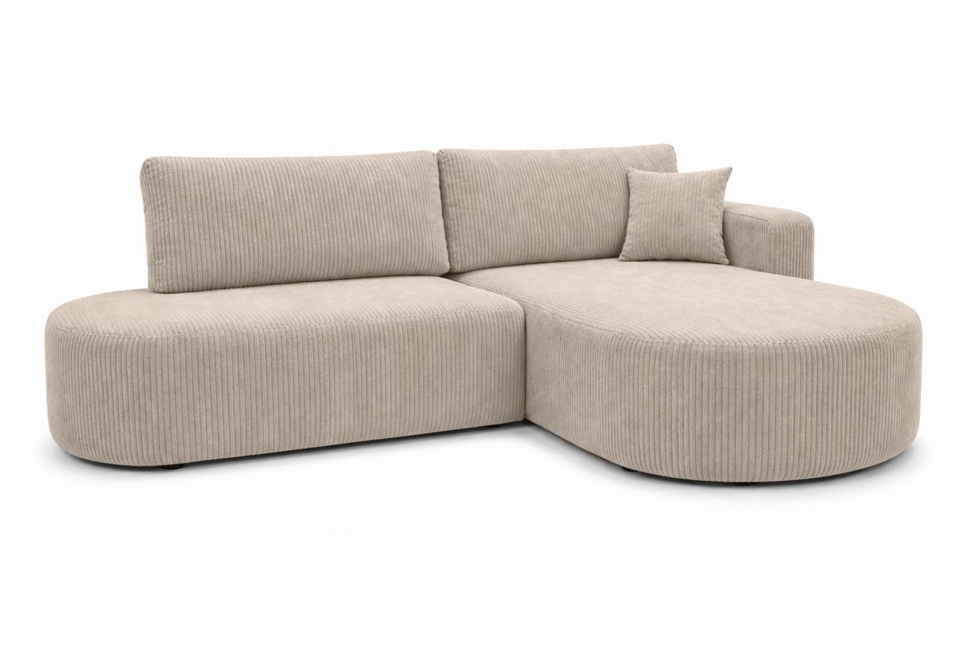 Kaiser Möbel Ecksofa mit Schlaffunktion und Bettkasten, Cordstoff POSO, ROUND ONE OPEN XL, Abgerundete Form, Große Liegefläche, Cordstoff mit markanter Struktur – Bild 3 von 5