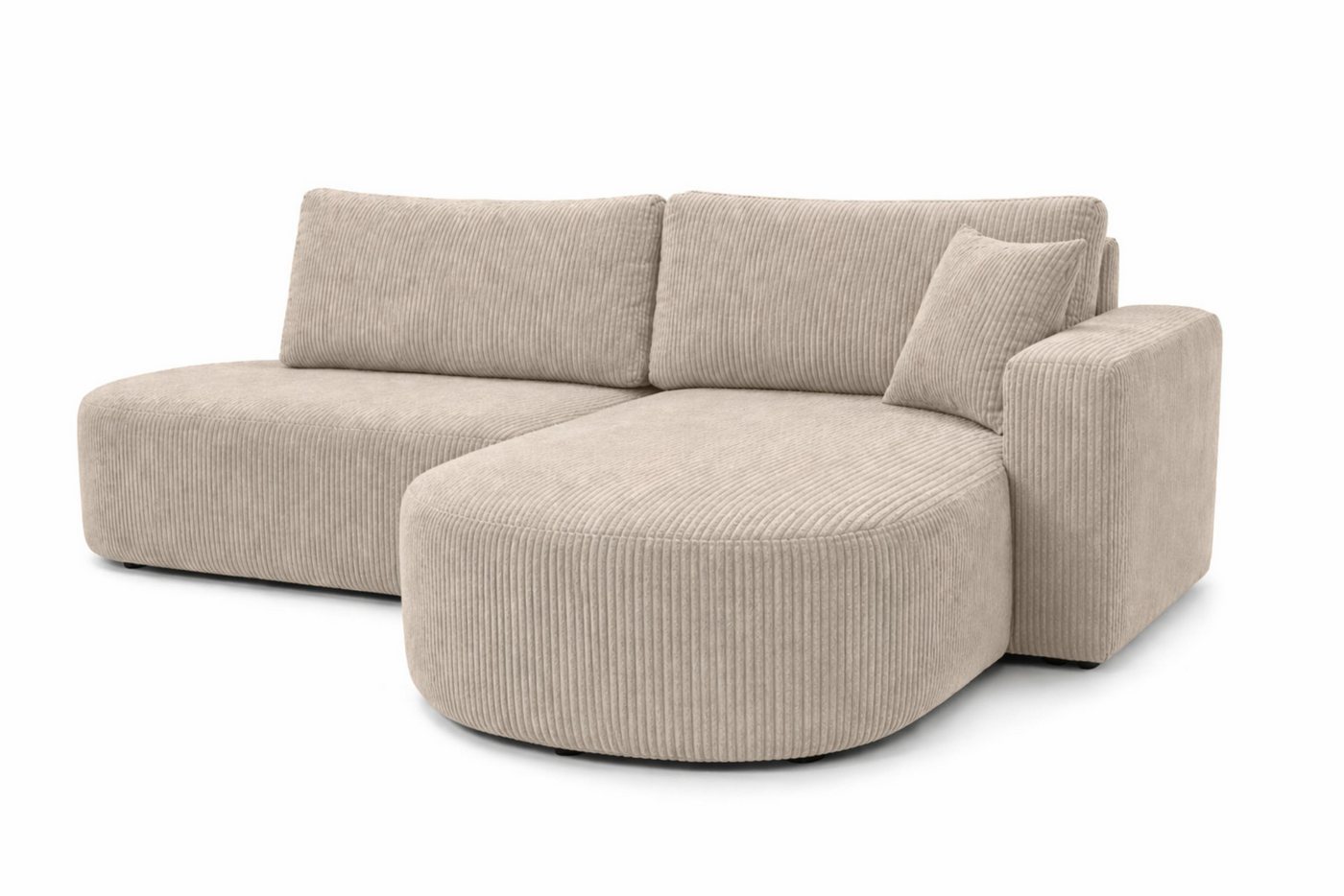 Kaiser Möbel Ecksofa mit Schlaffunktion und Bettkasten, Cordstoff POSO, ROUND ONE OPEN XL, Abgerundete Form, Große Liegefläche, Cordstoff mit markanter Struktur – Bild 4 von 5