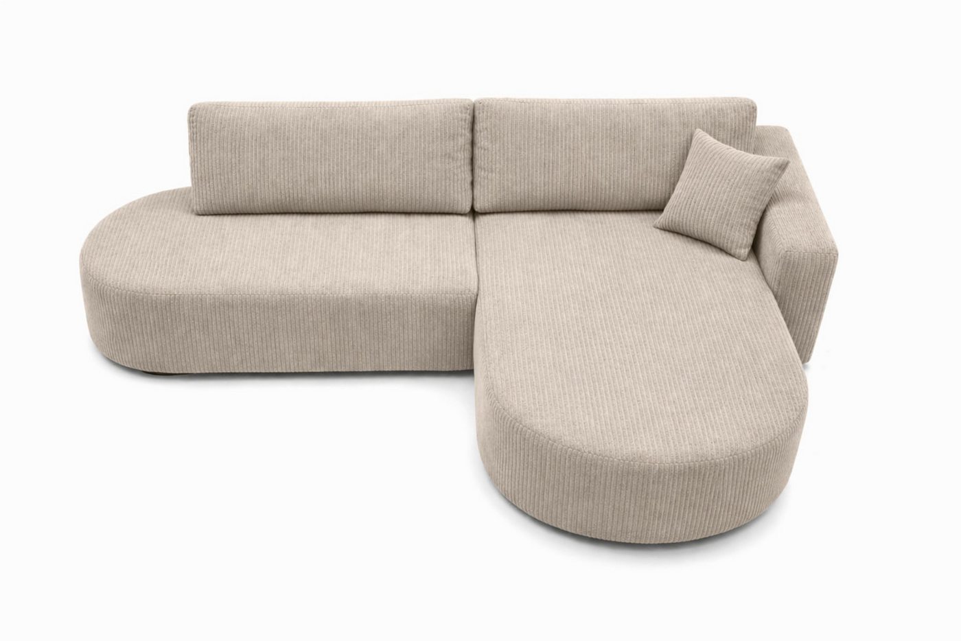 Kaiser Möbel Ecksofa mit Schlaffunktion und Bettkasten, Cordstoff POSO, ROUND ONE OPEN XL, Abgerundete Form, Große Liegefläche, Cordstoff mit markanter Struktur – Bild 5 von 5