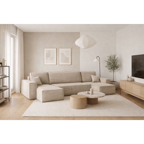 Kaiser Möbel Ecksofa mit schlaffunktion und bettkasten, Couch U-form BEST stoff Poso, Schlaffunktion, Bettzeugaufbewahrung, universal