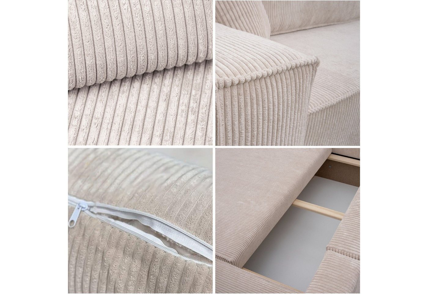 Kaiser Möbel Ecksofa mit schlaffunktion und bettkasten, BEST XL stoff Poso, Quelle, Verita, Mit Bettfunktion und Bettzeugfach – Bild 4 von 5