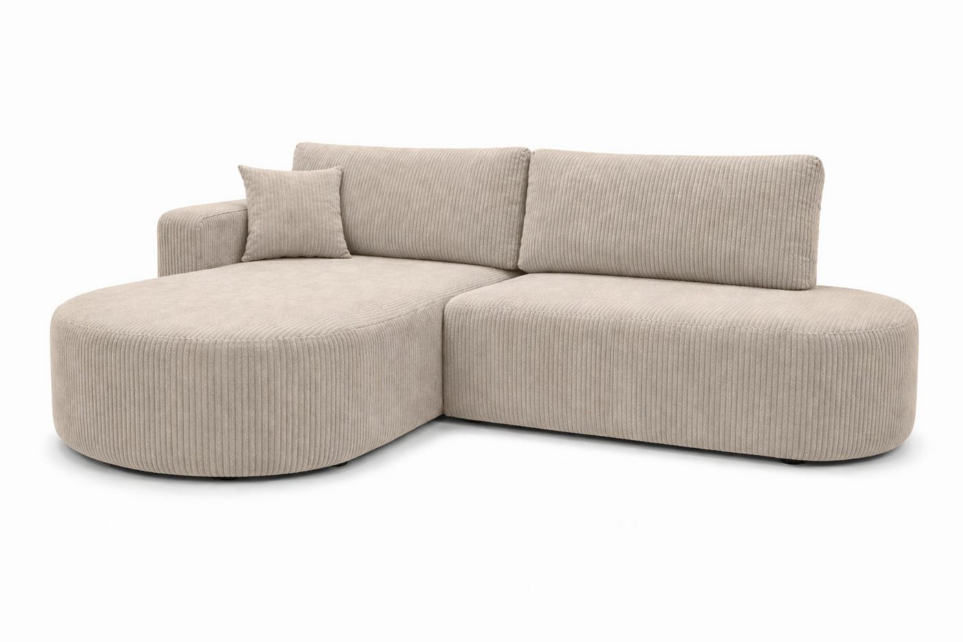 Kaiser Möbel Ecksofa mit Schlaffunktion und Bettkasten, Cordstoff POSO, ROUND ONE OPEN XL, Abgerundete Form, Große Liegefläche, Cordstoff mit markanter Struktur – Bild 3 von 5