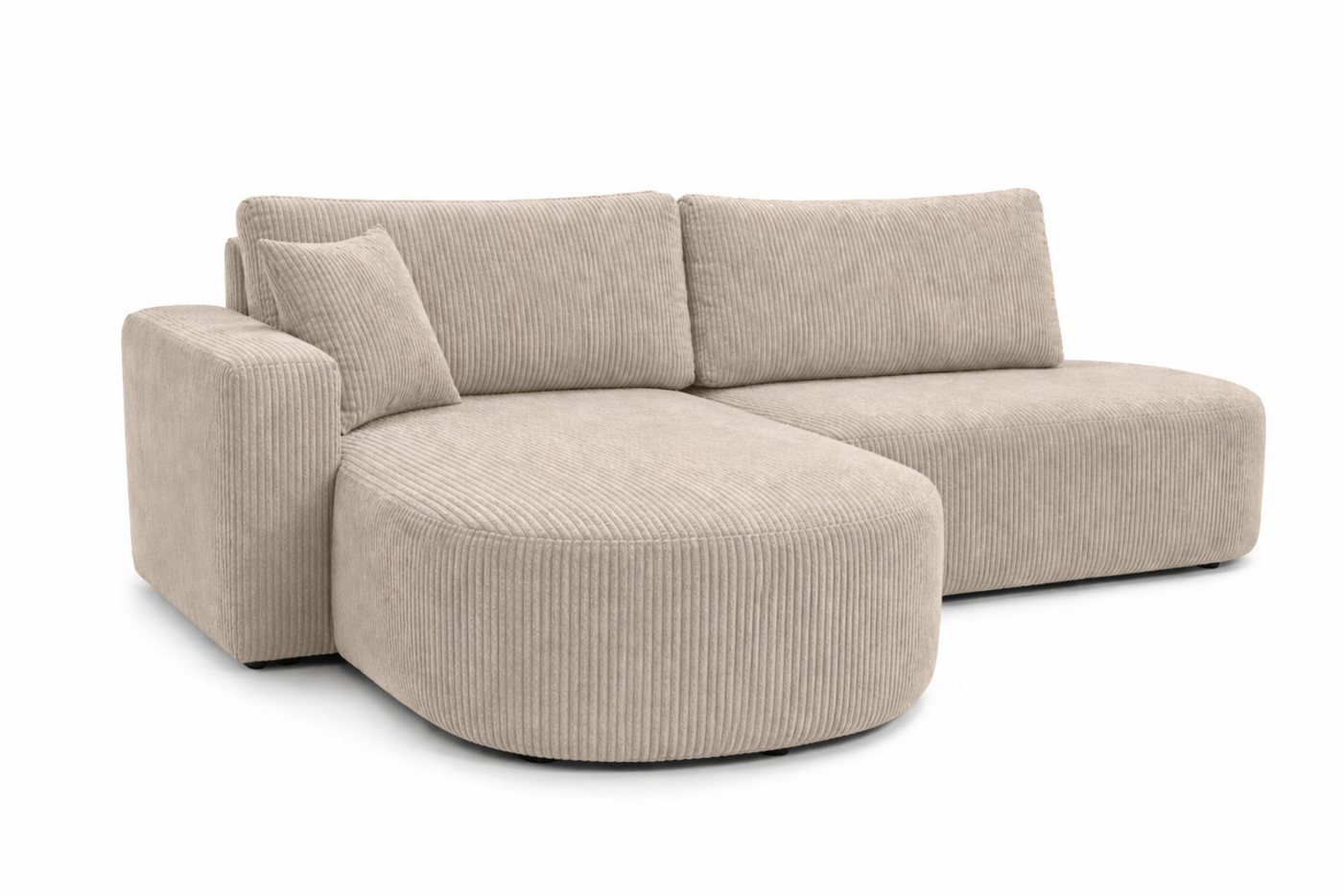Kaiser Möbel Ecksofa mit Schlaffunktion und Bettkasten, Cordstoff POSO, ROUND ONE OPEN XL, Abgerundete Form, Große Liegefläche, Cordstoff mit markanter Struktur – Bild 4 von 5
