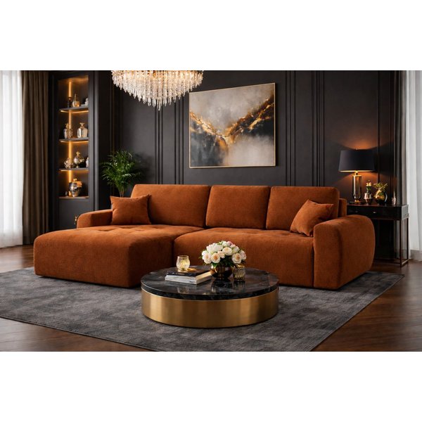 Kaiser Möbel Ecksofa mit Schlaffunktion und Bettkasten Ivo L aus Veloursstoff Salvador, Ecksofa mit Schlaffunktion, ausziehbar,mit Schlaffunktion,integrierter S