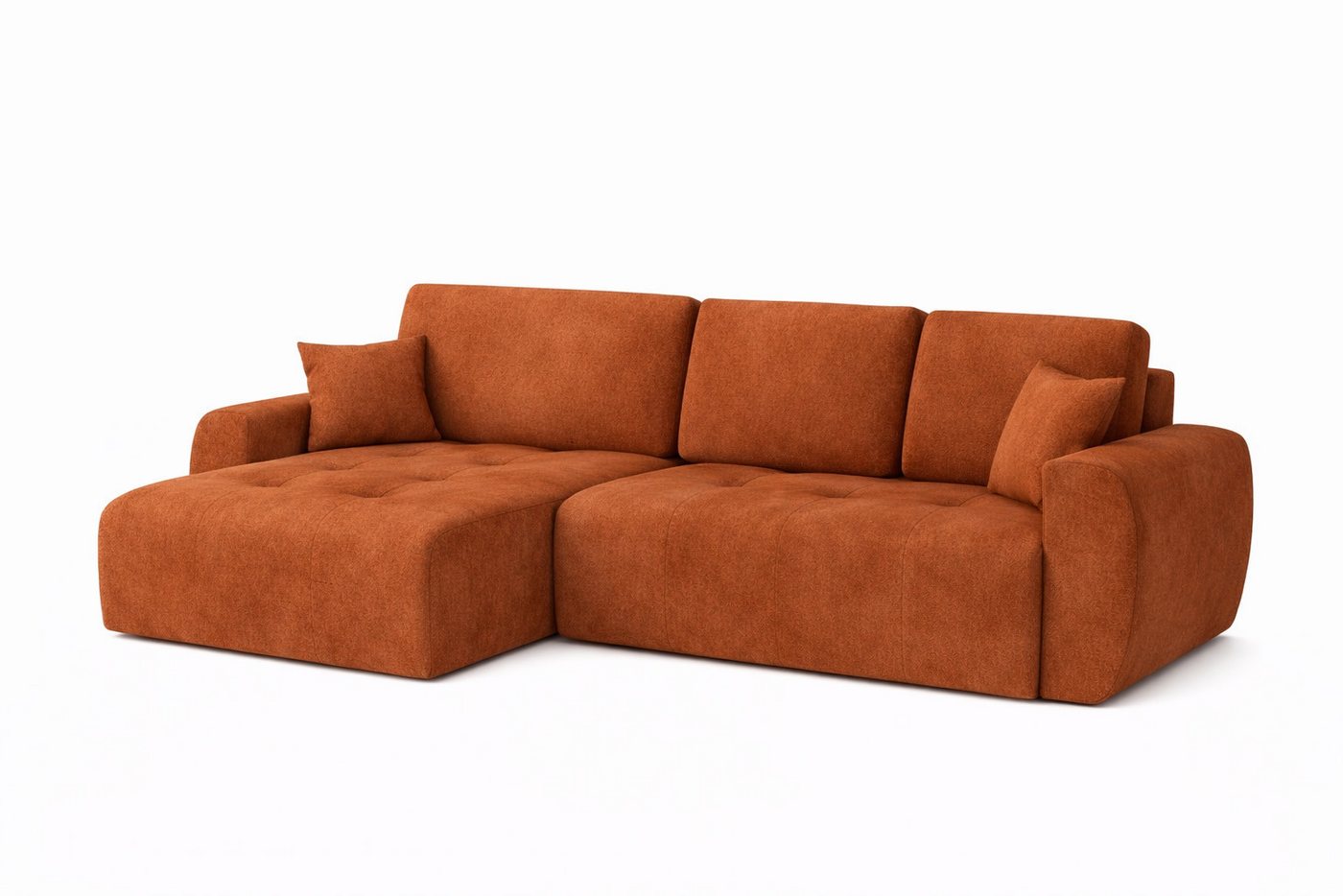 Kaiser Möbel Ecksofa mit Schlaffunktion und Bettkasten Ivo L aus Veloursstoff Salvador, Ecksofa mit Schlaffunktion, ausziehbar,mit Schlaffunktion,integrierter S – Bild 3 von 5
