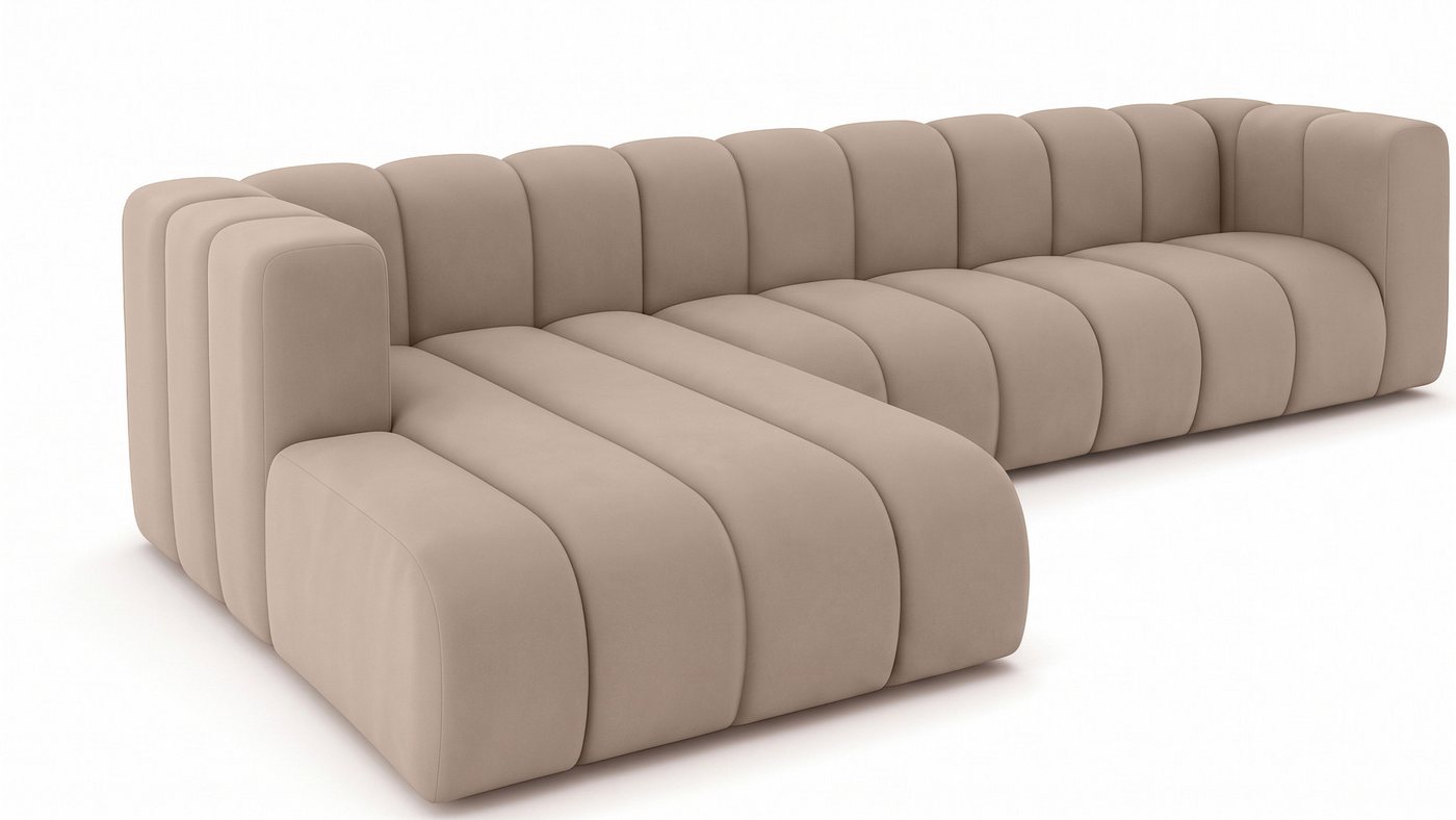 Kaiser Möbel Ecksofa Moderne aus Veloursstoff Salvador Grand L 318 cm, Ecksofa, modulare Bauweise, tiefe Sitzflächen, Samt Salvador, Soft-Cube-Design – Bild 3 von 5