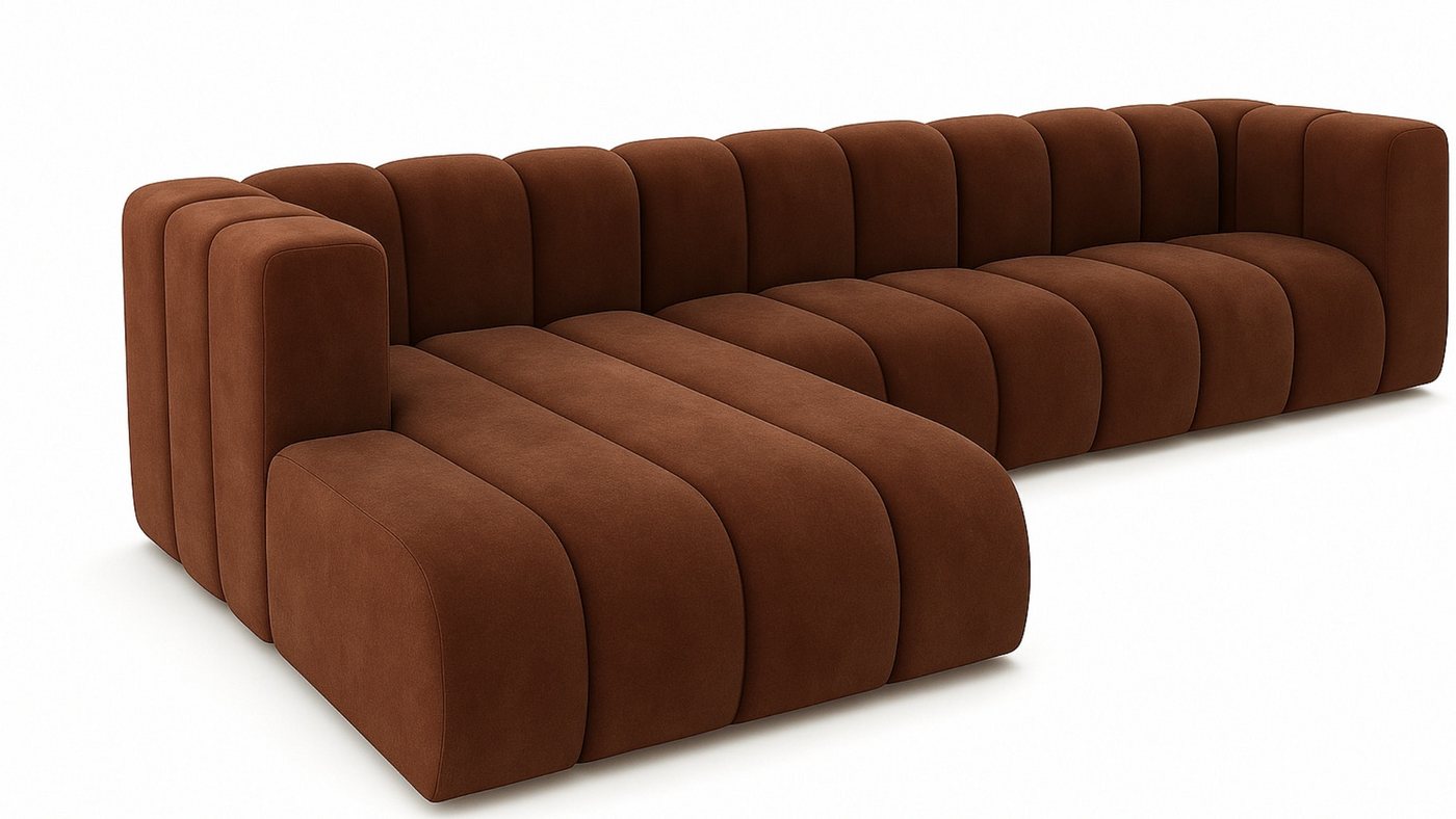 Kaiser Möbel Ecksofa Moderne aus Veloursstoff Salvador Grand L 318 cm, Ecksofa, modulare Bauweise, tiefe Sitzflächen, Samt Salvador, Soft-Cube-Design – Bild 3 von 5